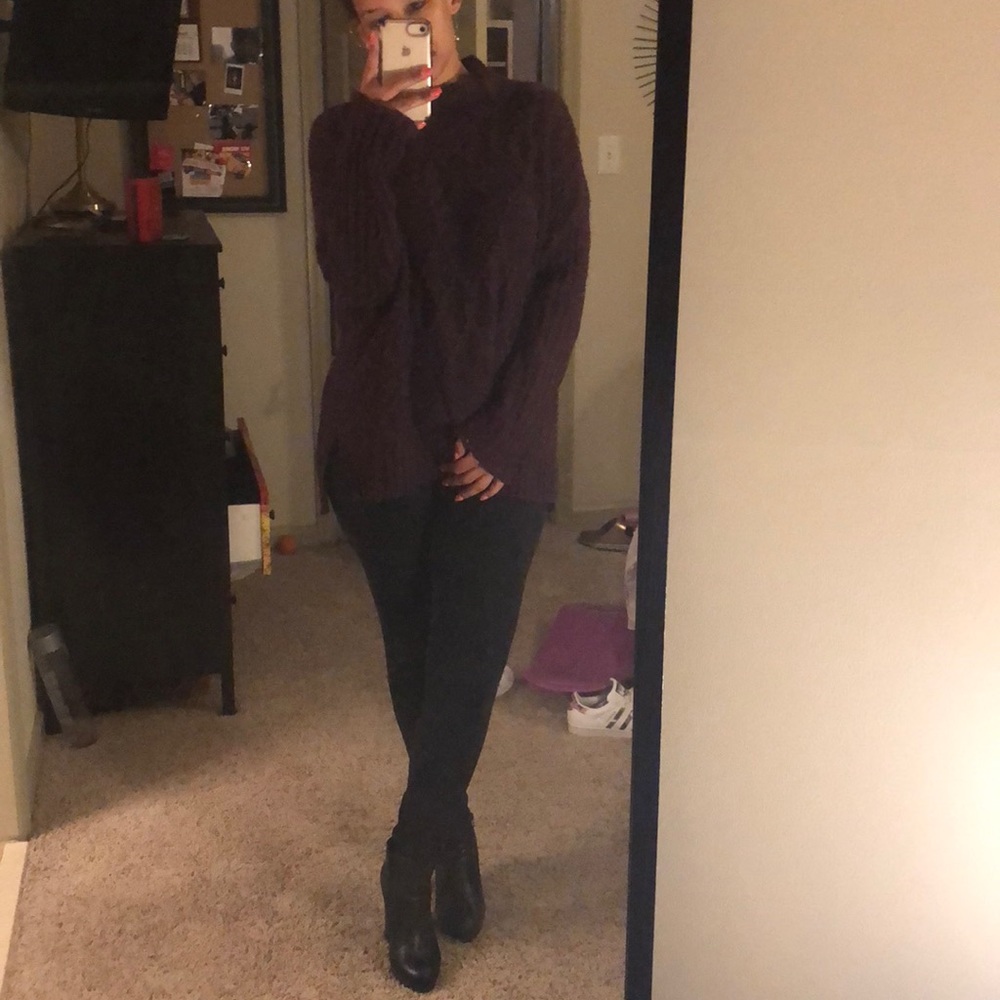 Plum mock turtle neck sweater